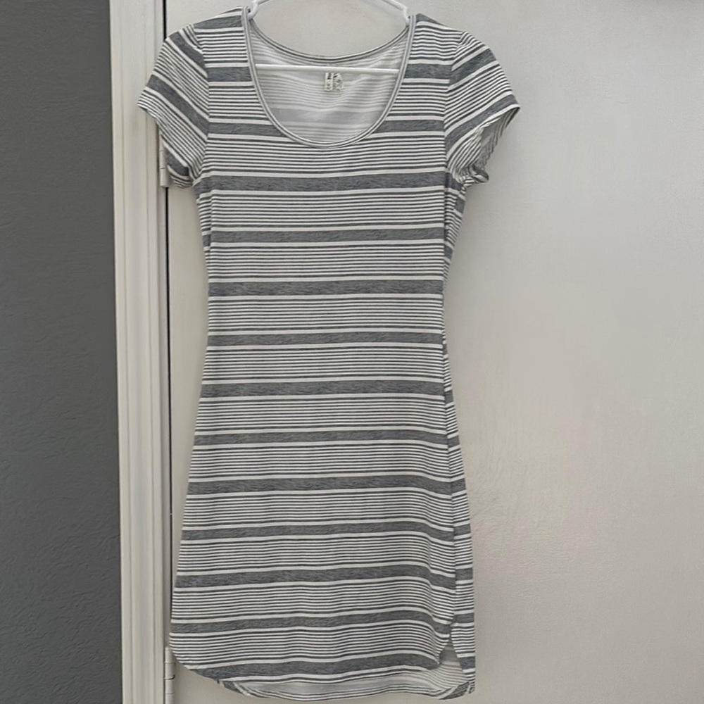 Mudd Gray and White Striped Dress